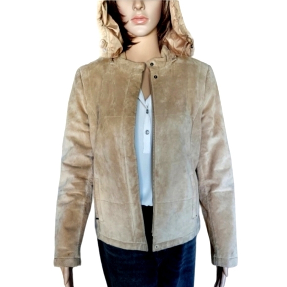 Valerie Stevens Suede Leather Hooded Jacket - Picture 1 of 14